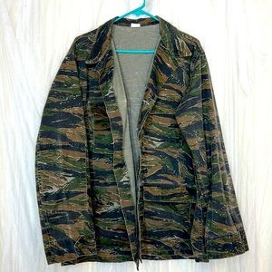 ⭐️ Authentic military fatigue camo utility jacket cost button pockets XXL